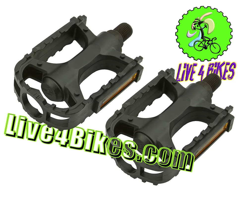 1/2 in Pedals Plastic 1/2 for Kids , beach cruiser 1 piece crank Bikes - Live 4 Bikes