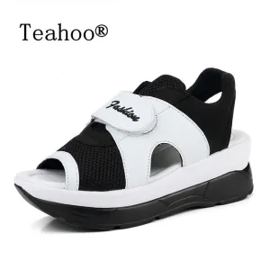 2017 Fashion Summer Women's Sandals Casual Sport Mesh Breathable Shoes Woman Comfortable Wedges Sandals Lace Platform Sandalias