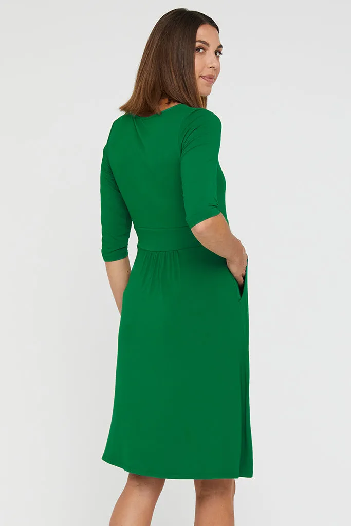 3/4 Sleeve Beth Maternity Dress - Green