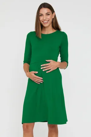 3/4 Sleeve Beth Maternity Dress - Green