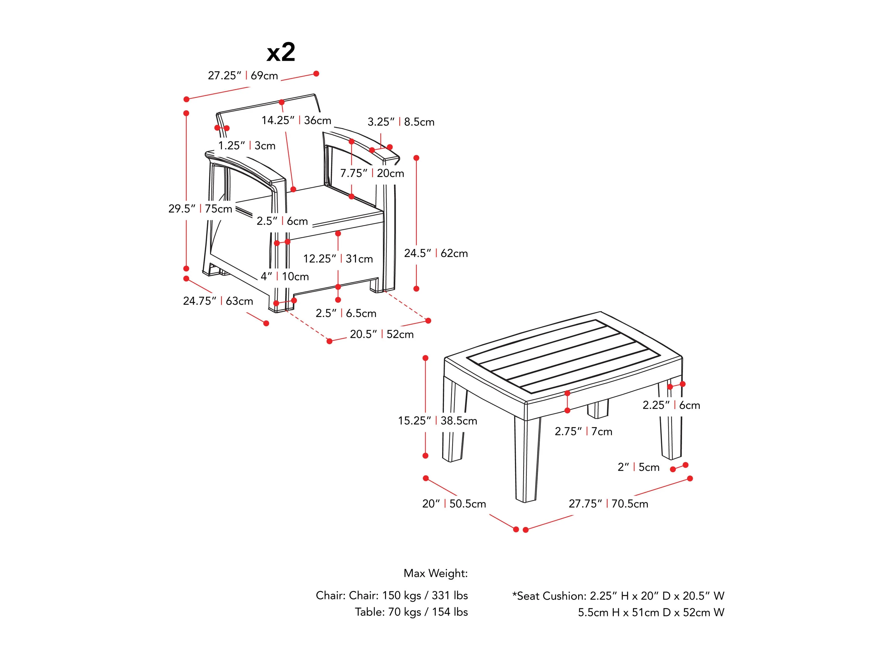 3pc Patio Set