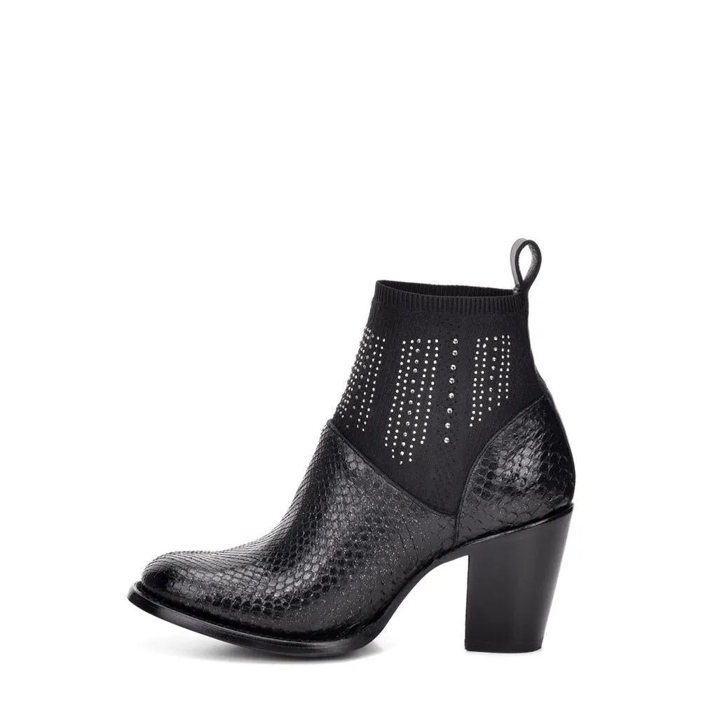 3W11PM - Cuadra black western cowgirl python skin ankle boots for women