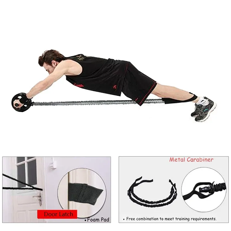 5 in 1 Abdominal Muscle Training Three-Wheel Abdomen-Wheel Rally Set Home Fitness Equipment(Black)