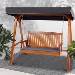 Adjustable 3-Seater Wooden Garden Swing Chair, Gardeon