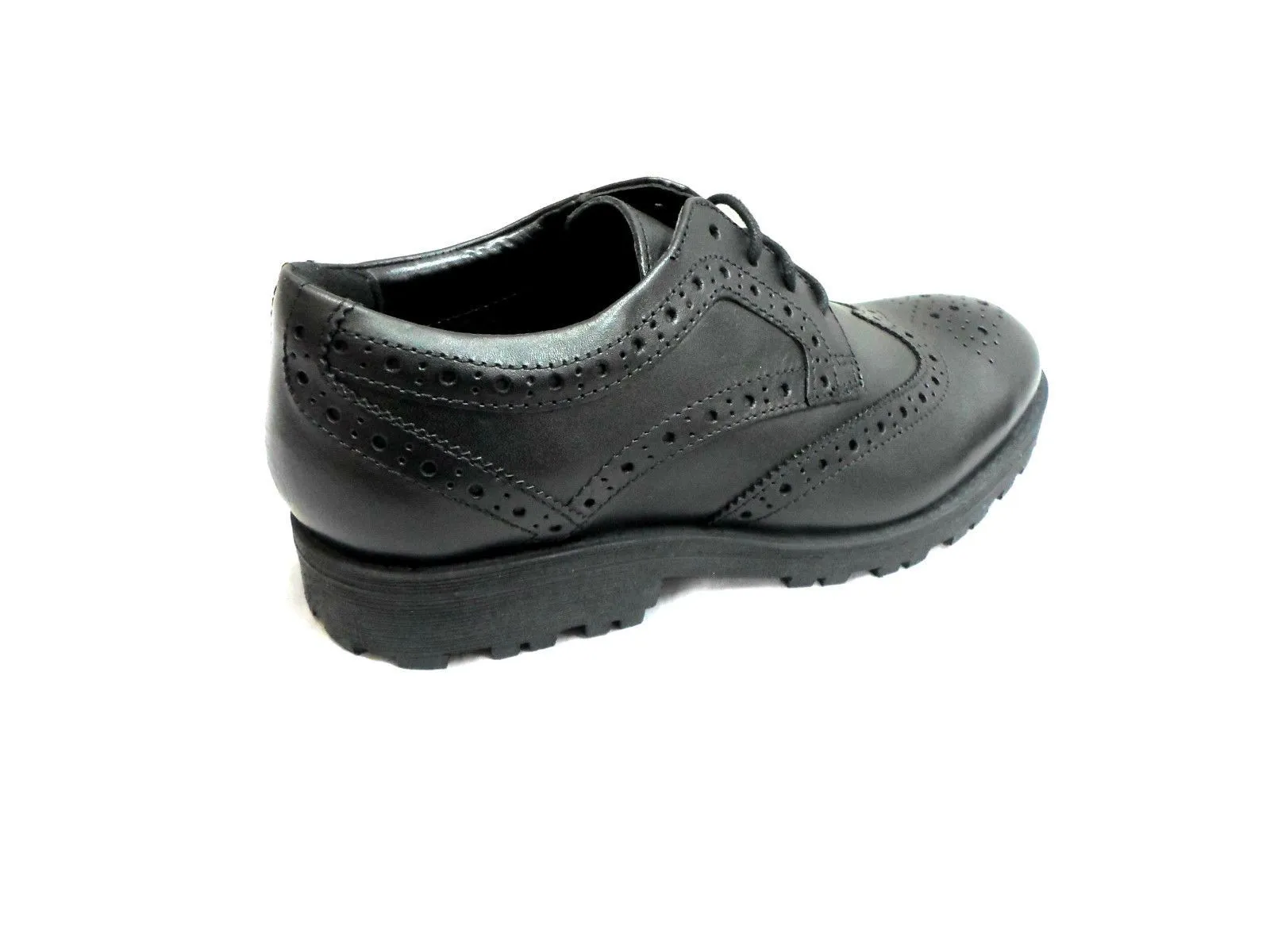 Airsoft Boys Black Smart Brogues Lace Up Shoes