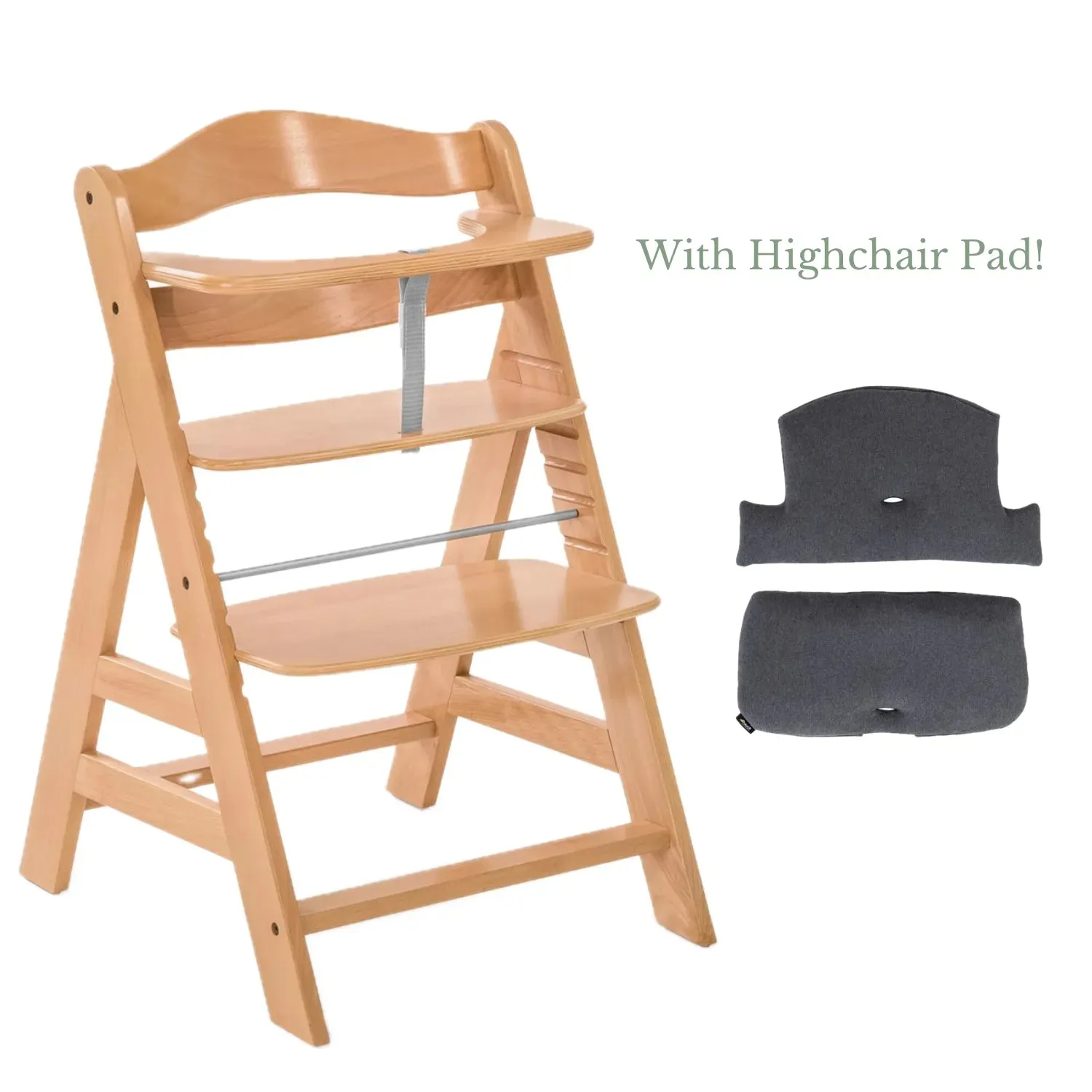 Alpha  Highchair   Free Highchair Pad - Natural/Jersey Charcoal