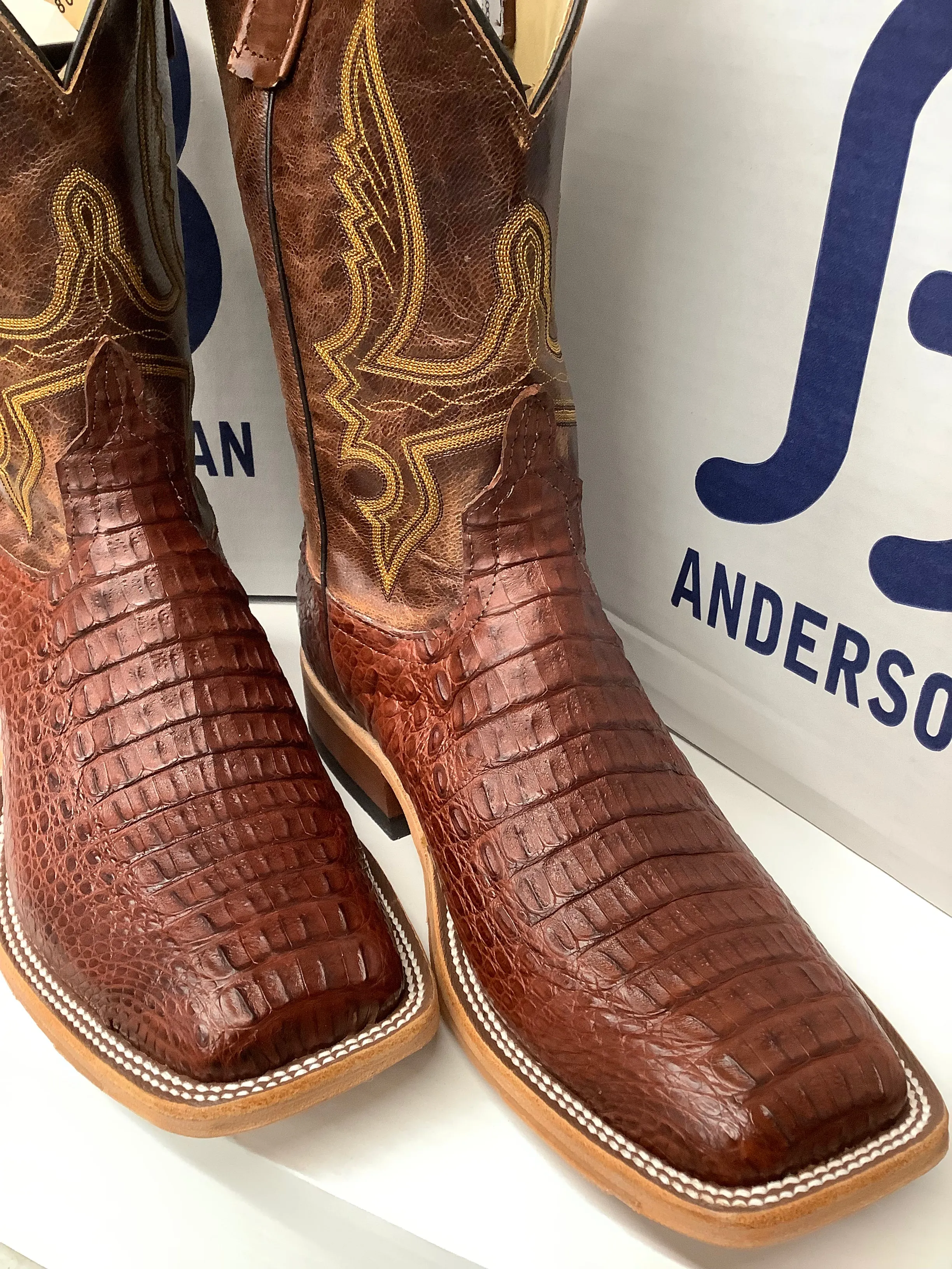 Anderson Bean 338082 11" Rust Lux Hornback Caiman Wide Square Toe (SHOP IN-STORE TOO) FINAL SALE