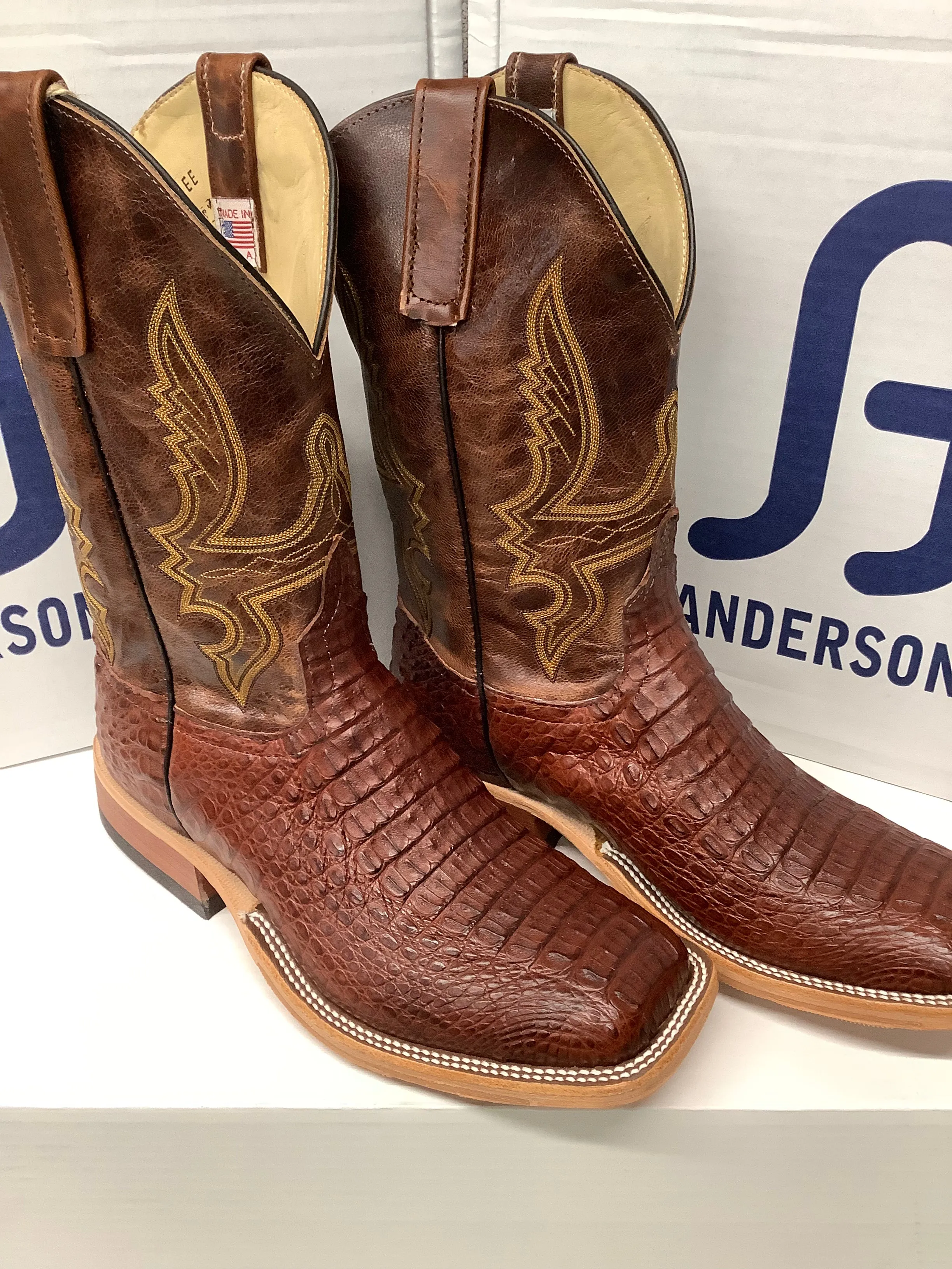 Anderson Bean 338082 11" Rust Lux Hornback Caiman Wide Square Toe (SHOP IN-STORE TOO) FINAL SALE