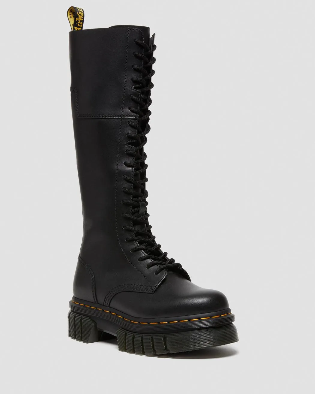 AUDRICK 20-EYE LEATHER KNEE HIGH PLATFORM BOOTS