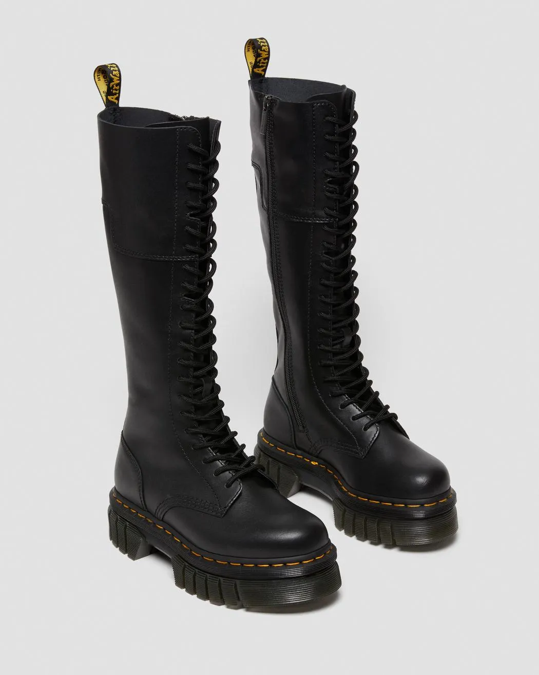 AUDRICK 20-EYE LEATHER KNEE HIGH PLATFORM BOOTS