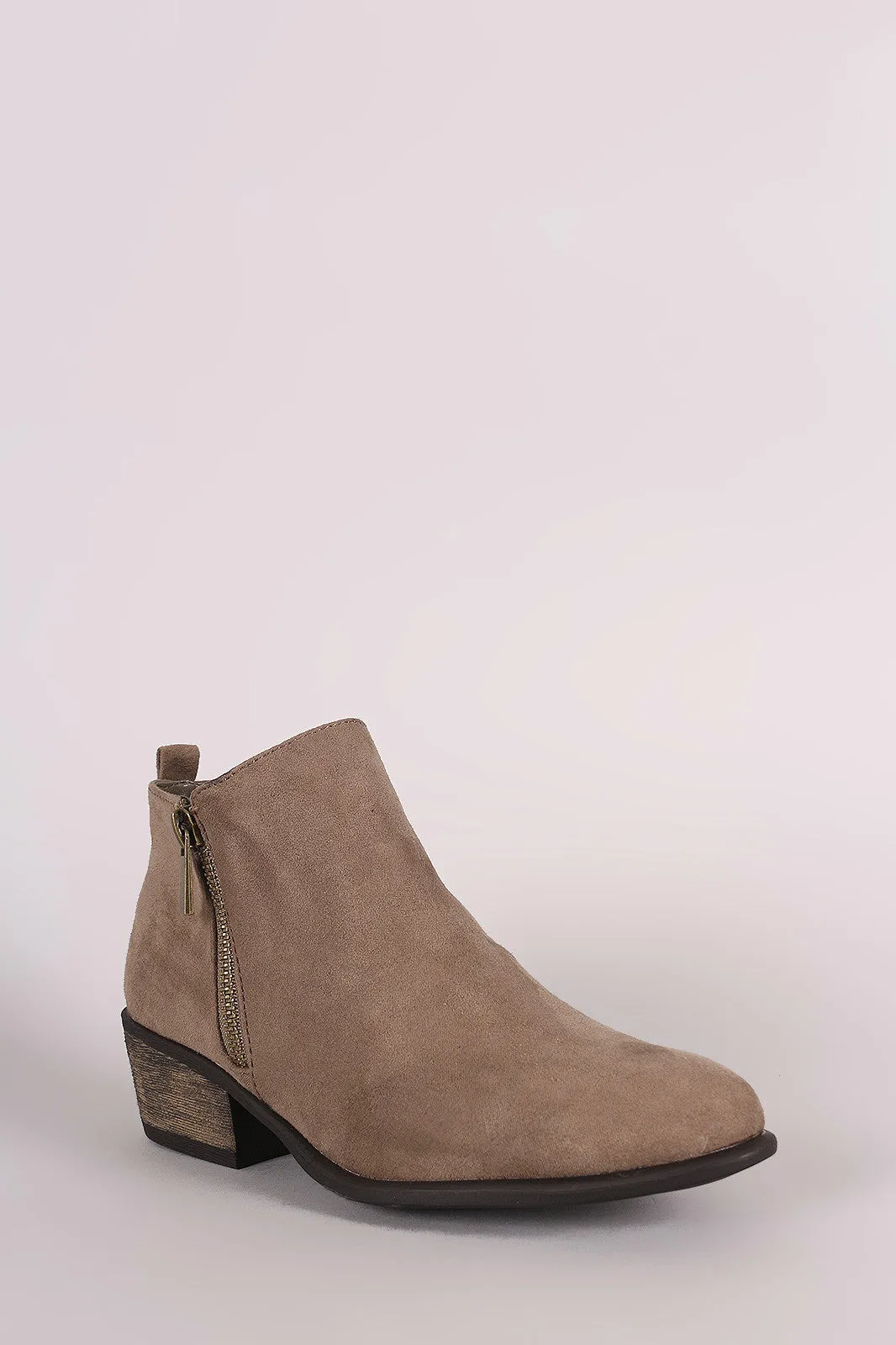 Bamboo Suede Zipper Ankle Boots