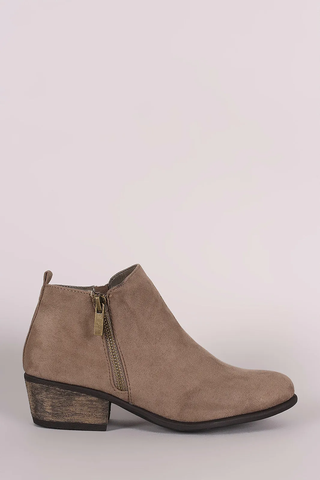 Bamboo Suede Zipper Ankle Boots