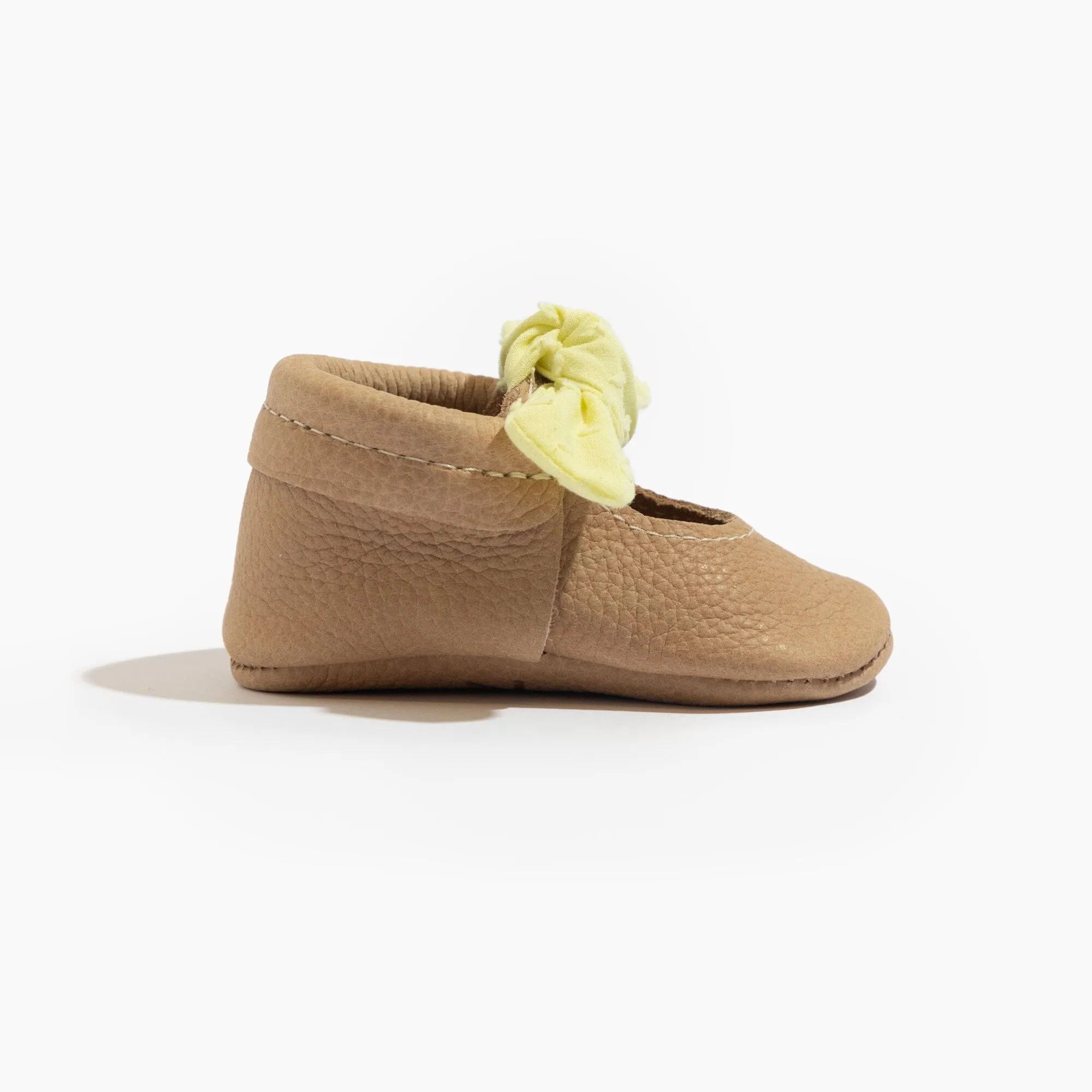 Banana Cream Knotted Bow Baby Shoe