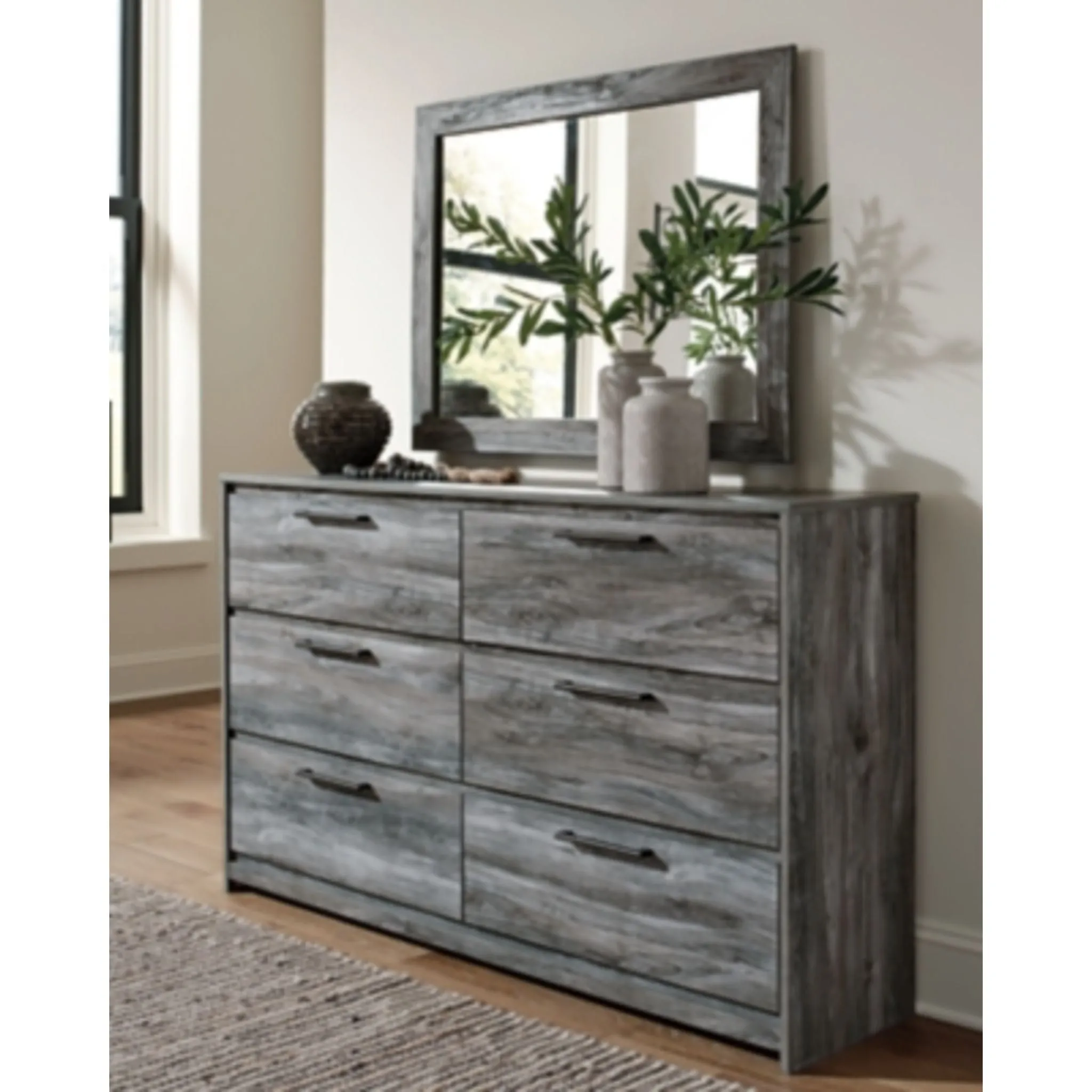 Baystorm Dresser and Mirror - Gray