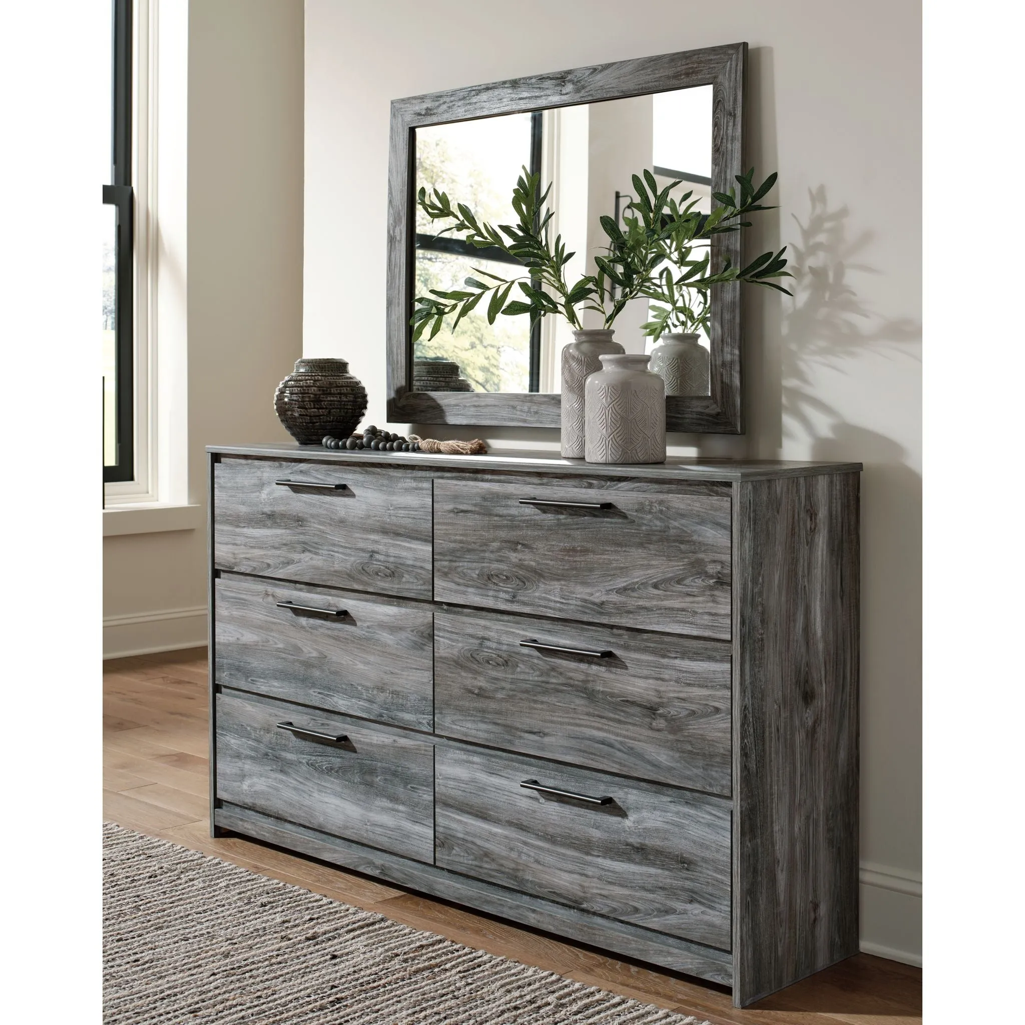 Baystorm Dresser and Mirror - Gray