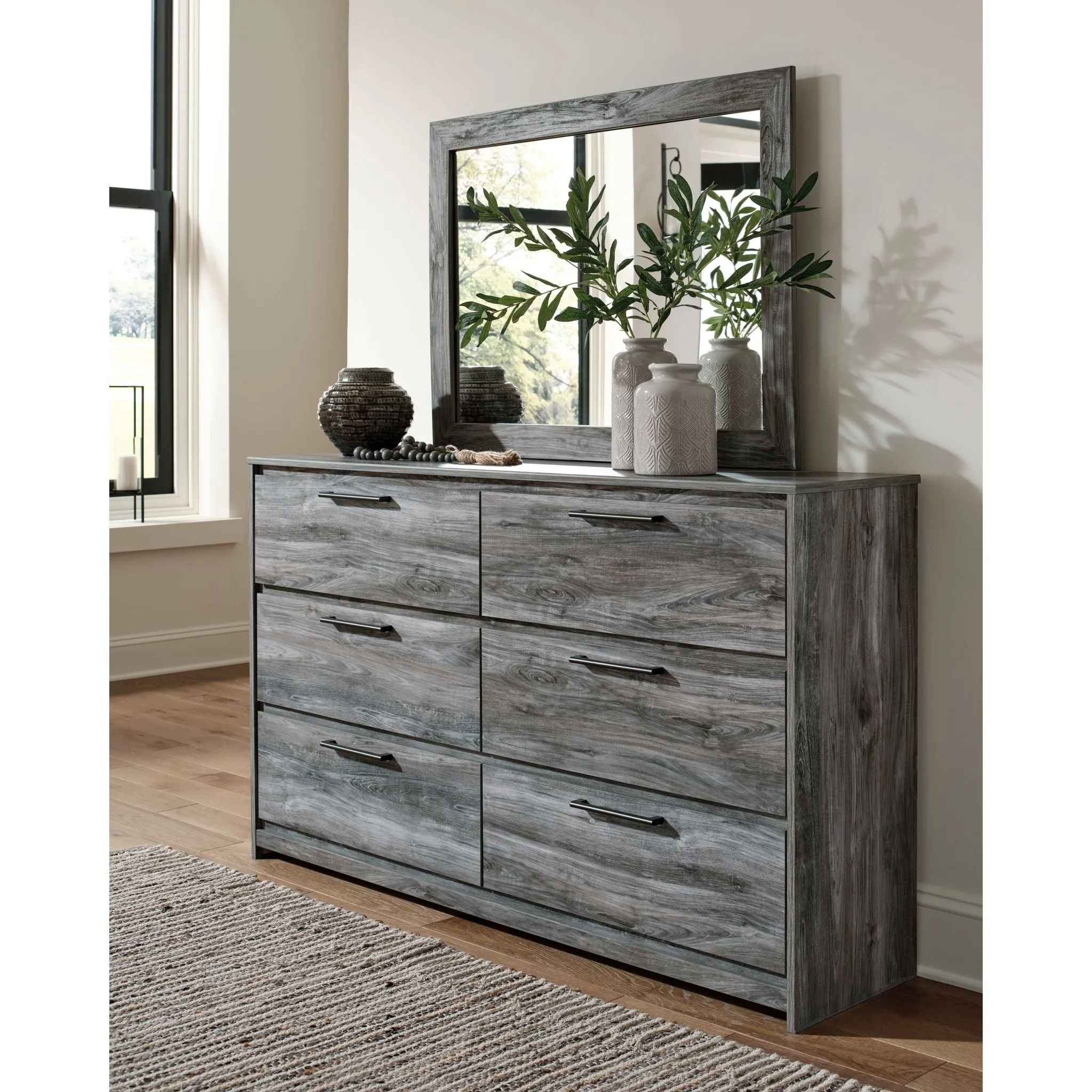 Baystorm Dresser and Mirror - Gray