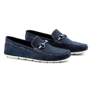 Bermuda Nubuck Horse Bit Loafers in Navy by Martin Dingman