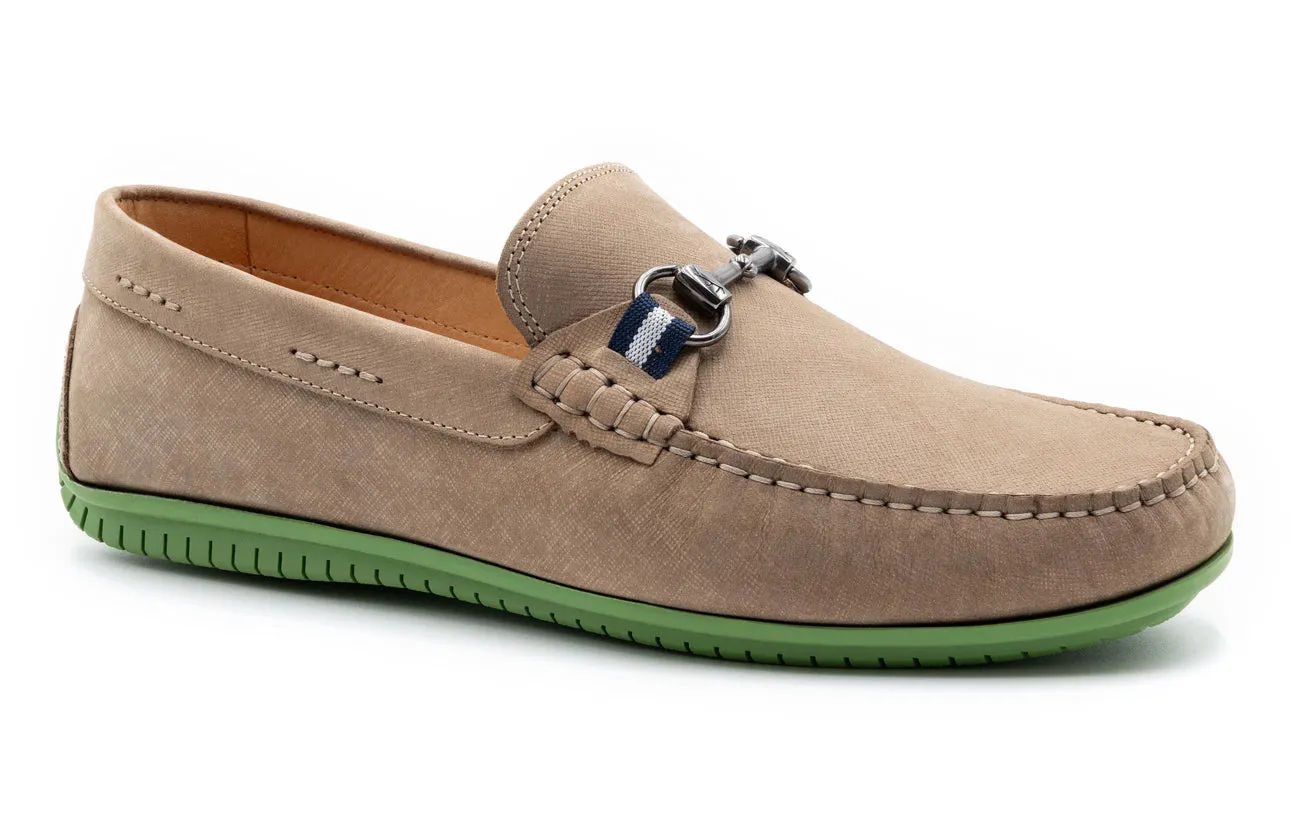 Bermuda Nubuck Horse Bit Loafers in Sand by Martin Dingman