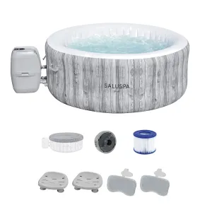 Bestway SaluSpa Fiji Hot Tub w/Set of 2 Pool Spa Seat & 2 Headrest Pillows, Gray