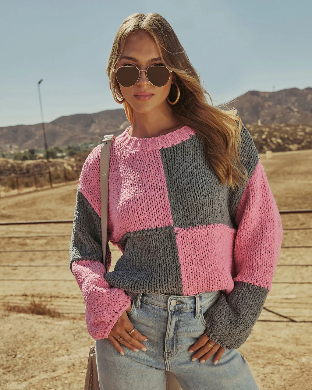 Bonfire Gleam Crochet Colorblock Sweater