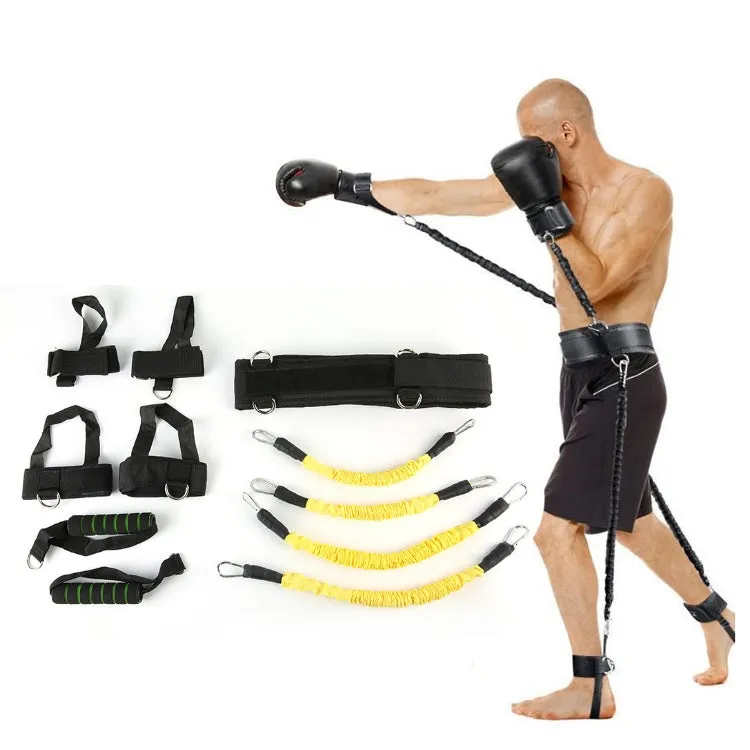 Bounce Trainer Fitness Resistance Band Boxing Suit Latex Tube Tension Rope Leg Waist Trainer, Weight: 140 Pounds(Yellow)