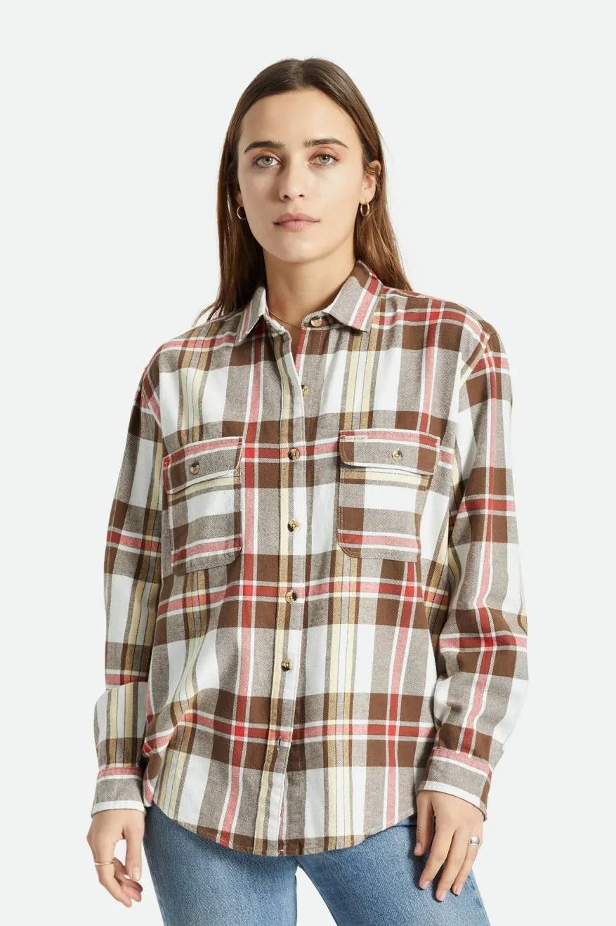 Bowery Boyfriend Flannel - Off White/Dark Earth