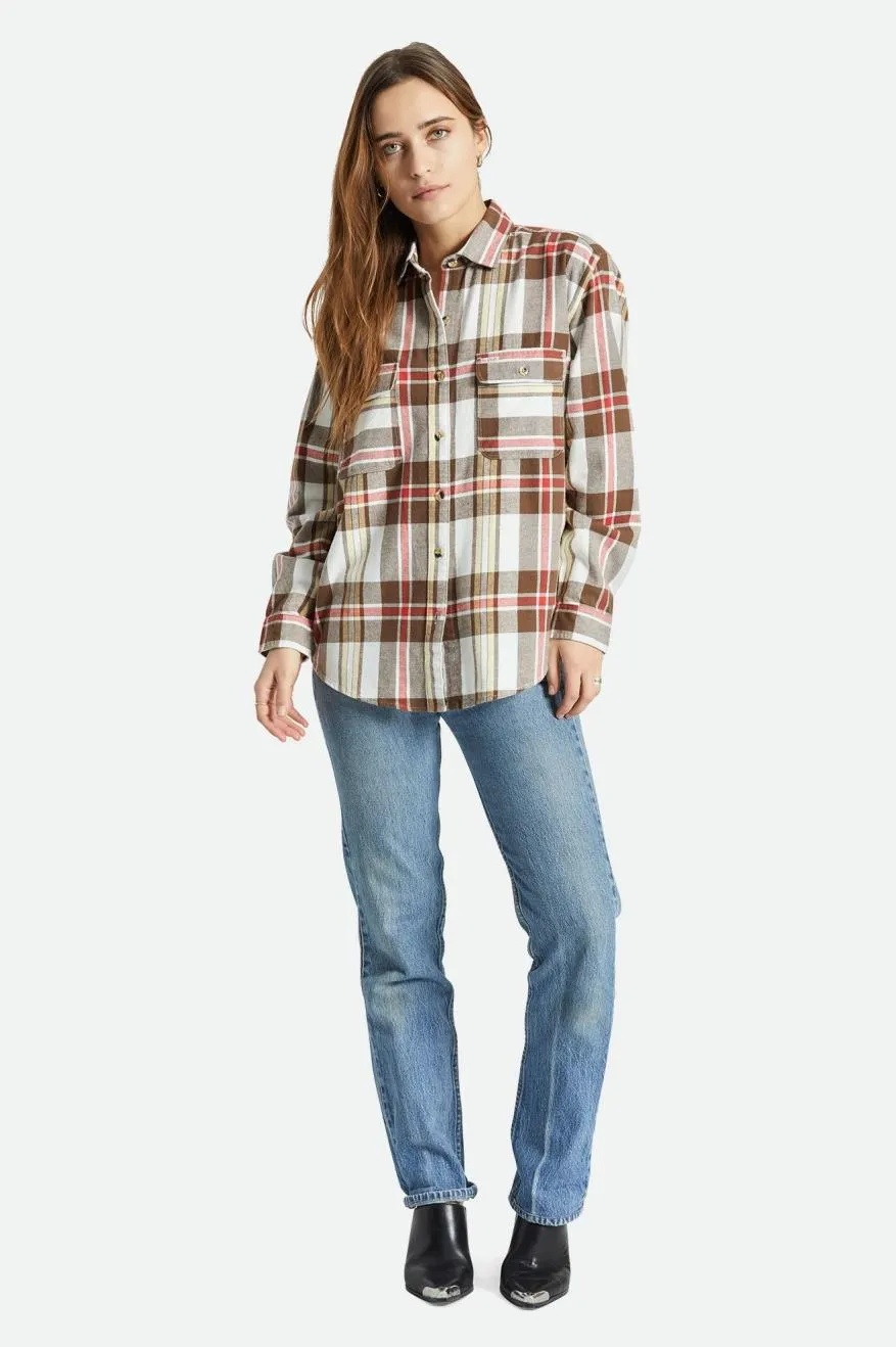 Bowery Boyfriend Flannel - Off White/Dark Earth