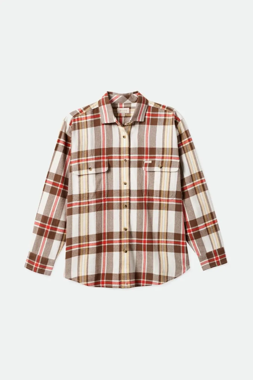 Bowery Boyfriend Flannel - Off White/Dark Earth