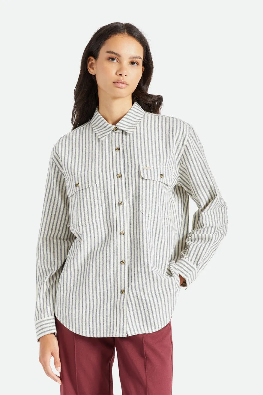 Bowery Boyfriend L/S Flannel - Dove Stripe