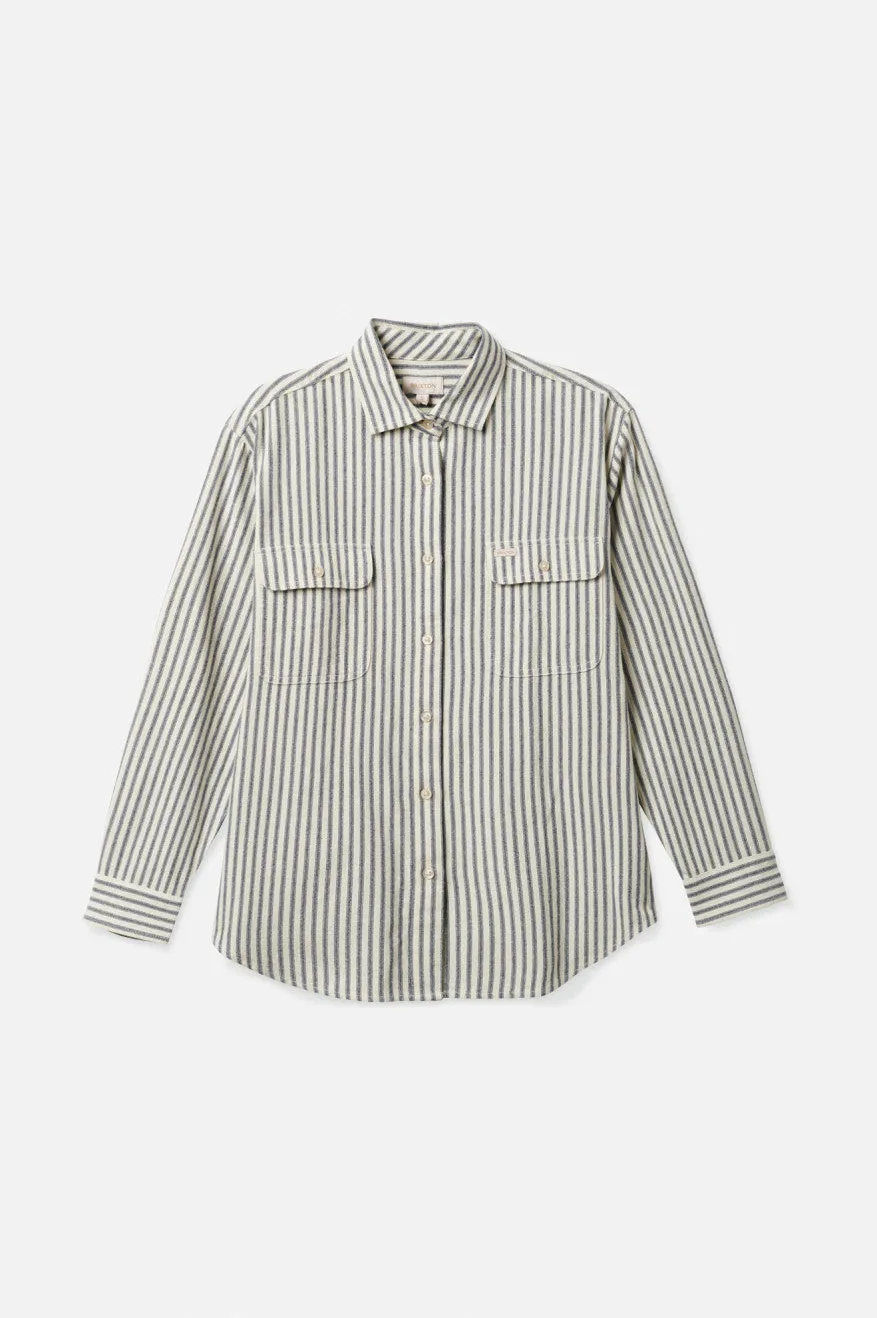 Bowery Boyfriend L/S Flannel - Dove Stripe