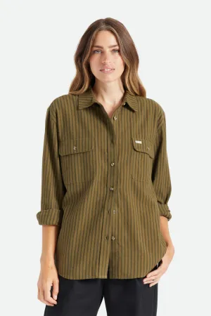 Bowery Boyfriend L/S Flannel - Military Olive Stripe