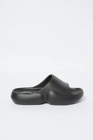 Boys Black Moulded Platform Slide