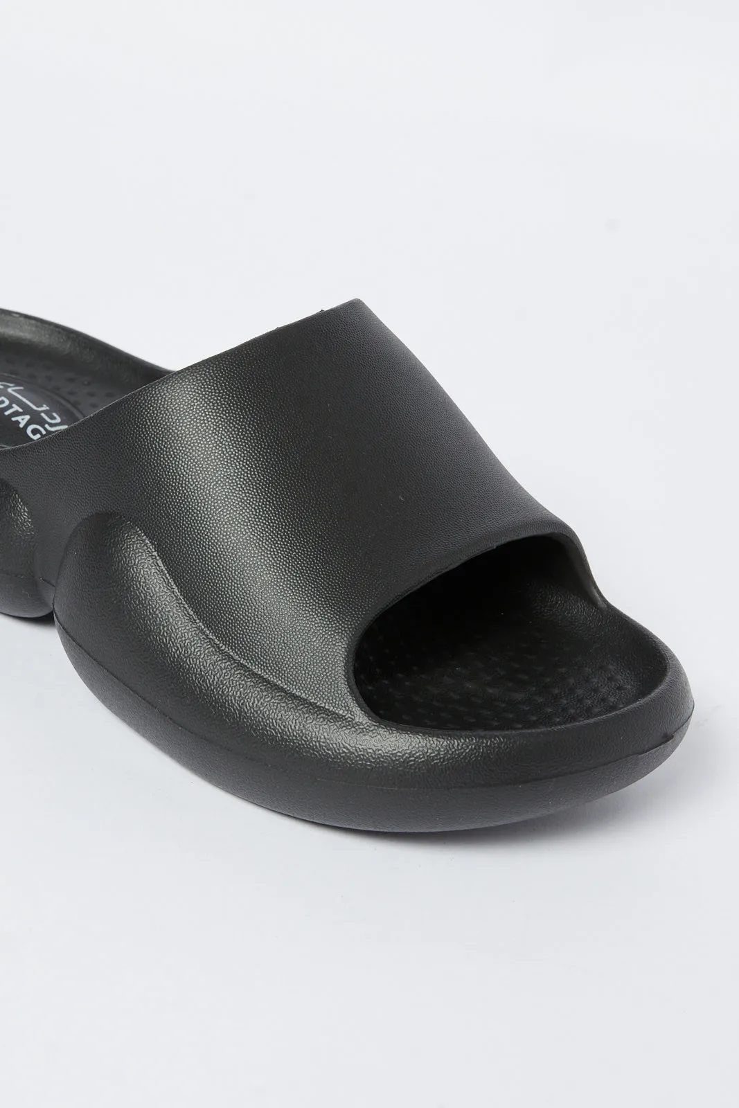 Boys Black Moulded Platform Slide