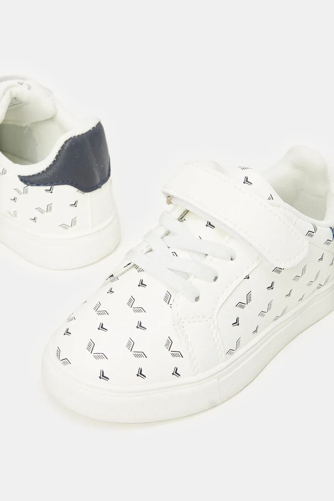 Boys White All Over Print Sneakers