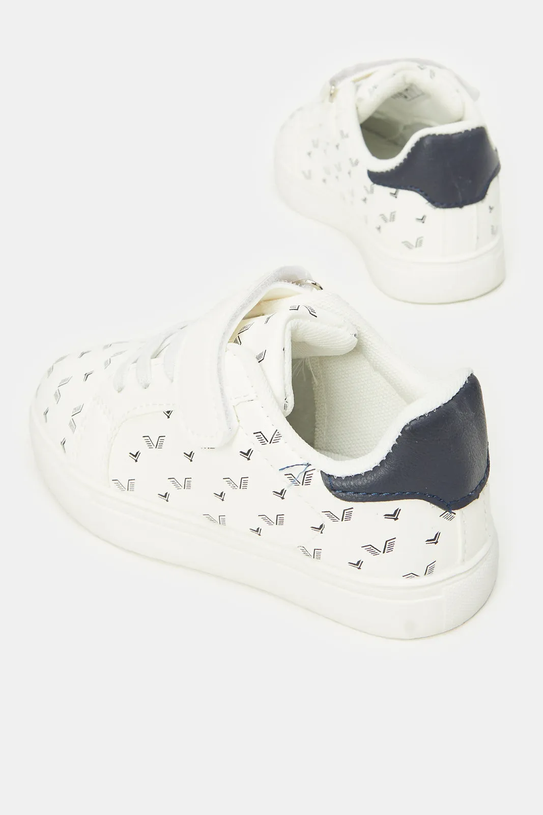 Boys White All Over Print Sneakers