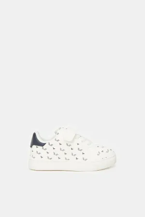 Boys White All Over Print Sneakers