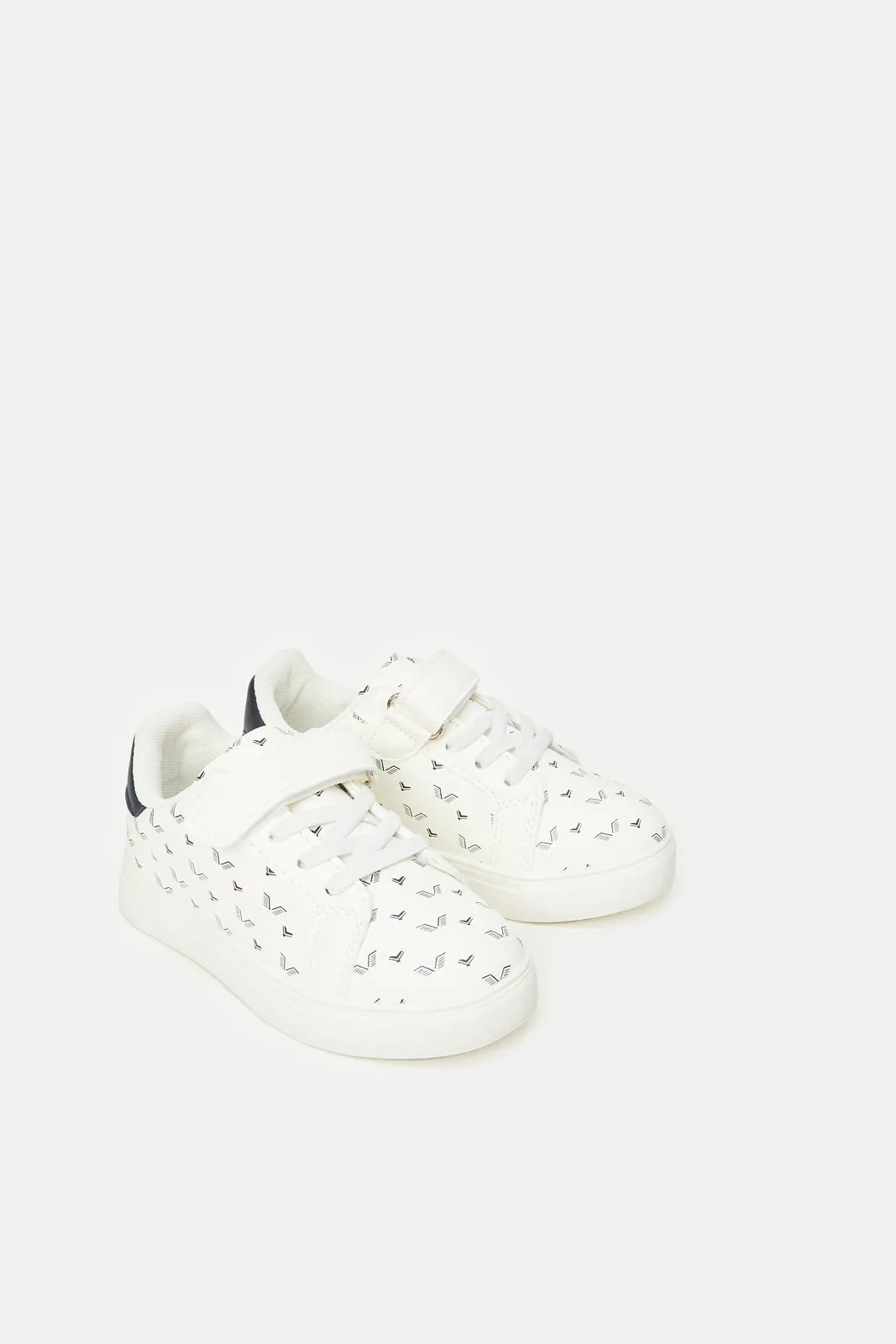 Boys White All Over Print Sneakers