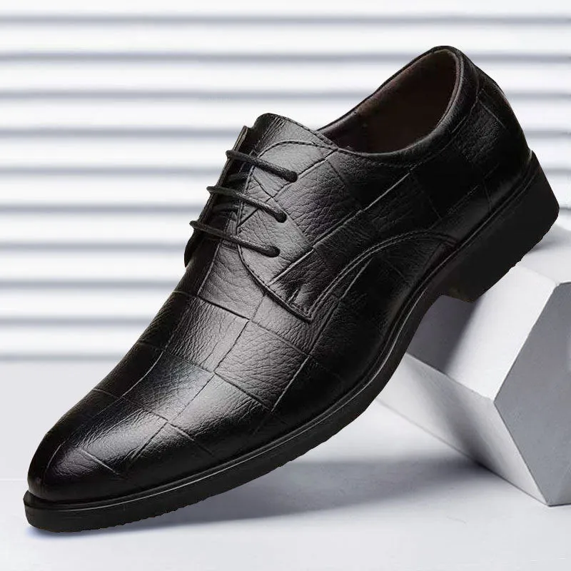 Business British Lace Up Black Casual Korean Style Breathable Shoes