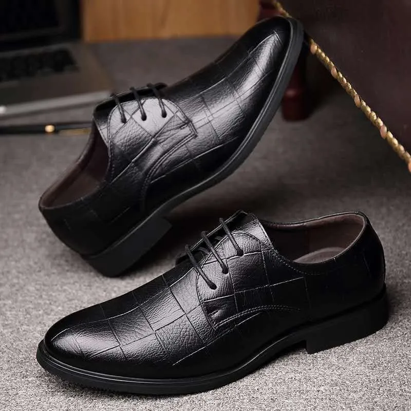 Business British Lace Up Black Casual Korean Style Breathable Shoes