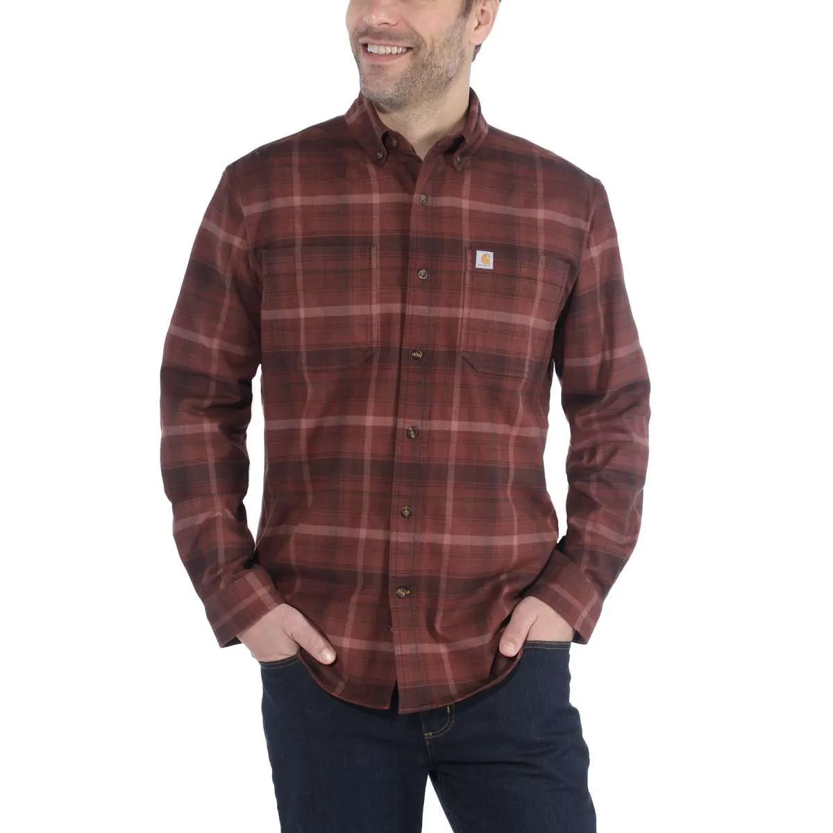 Carhartt&#x20;103820&#x20;Rugged&#x20;Flex&#xAE;&#x20;Hamilton&#x20;Plaid&#x20;l&#x2F;s&#x20;Shirt&#x20;-&#x20;Dark&#x20;Cedar