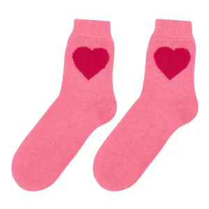 Cashmere Heart Socks in Candy and Cherry