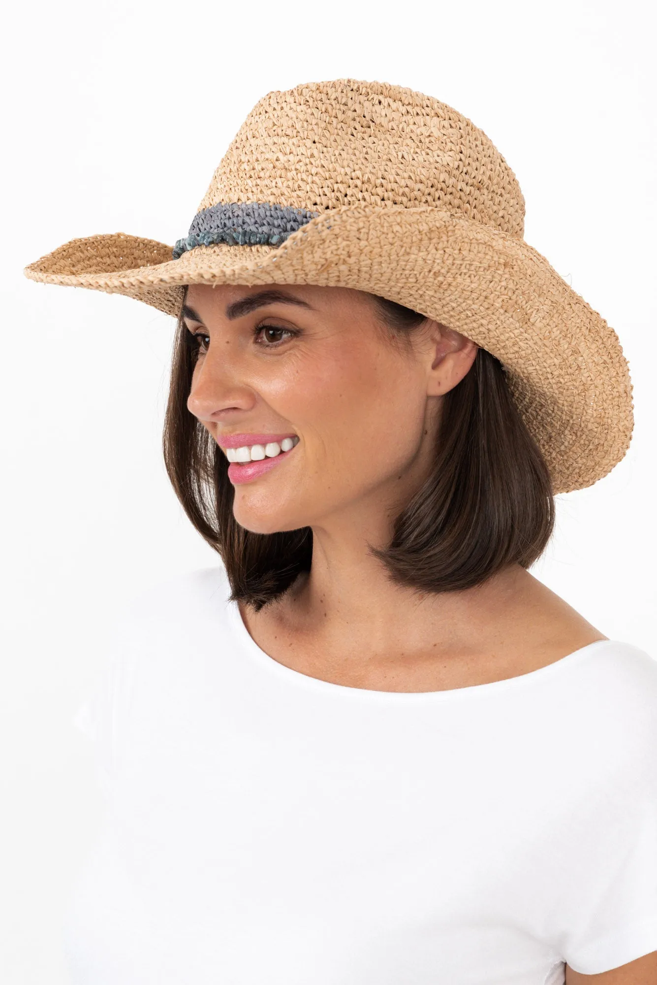 Cassie Cobalt Raffia Cowboy Hat