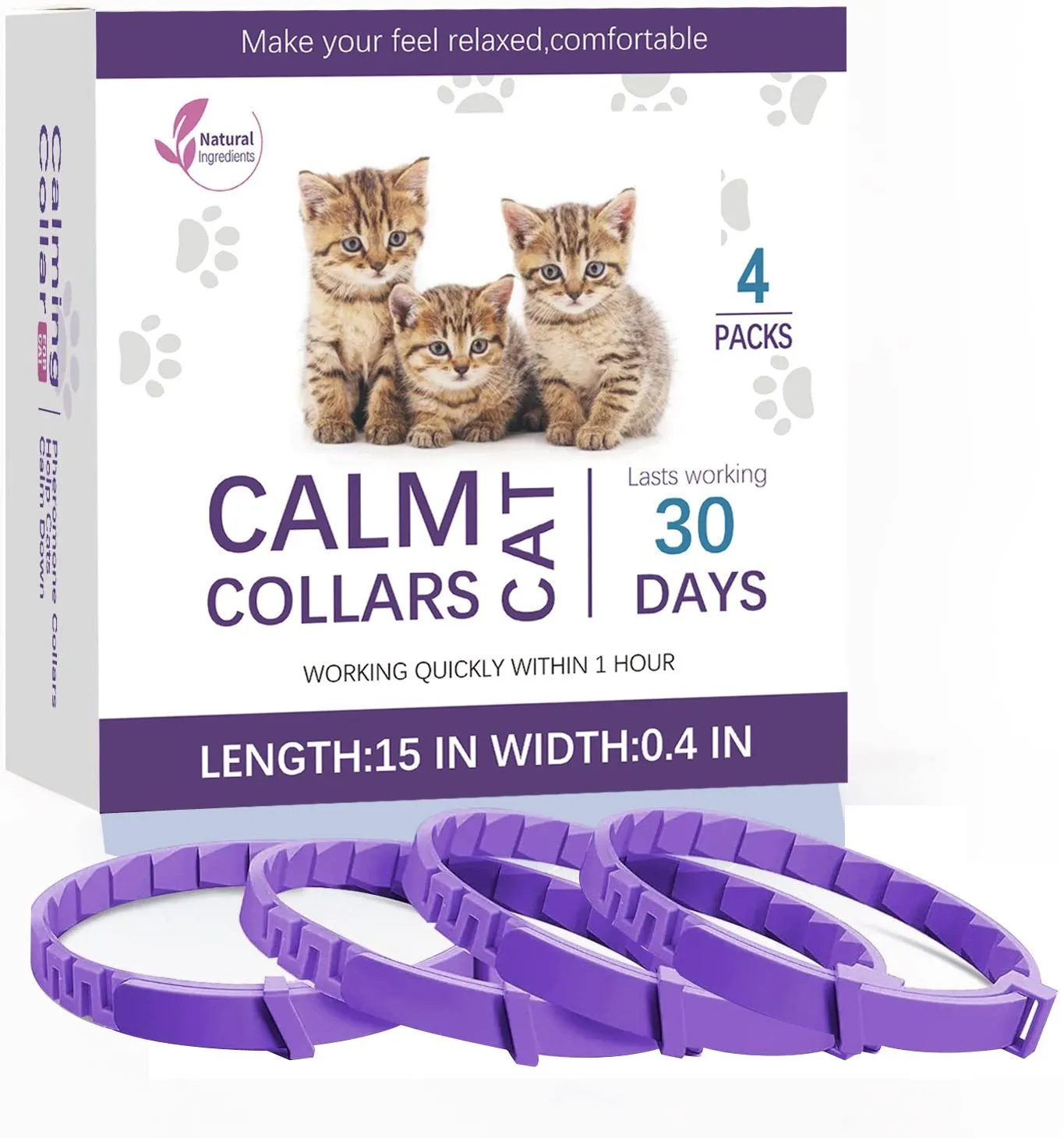 Cat Calming Collar - Behavior and Calming Collar for Cats 4pcs- 38cm