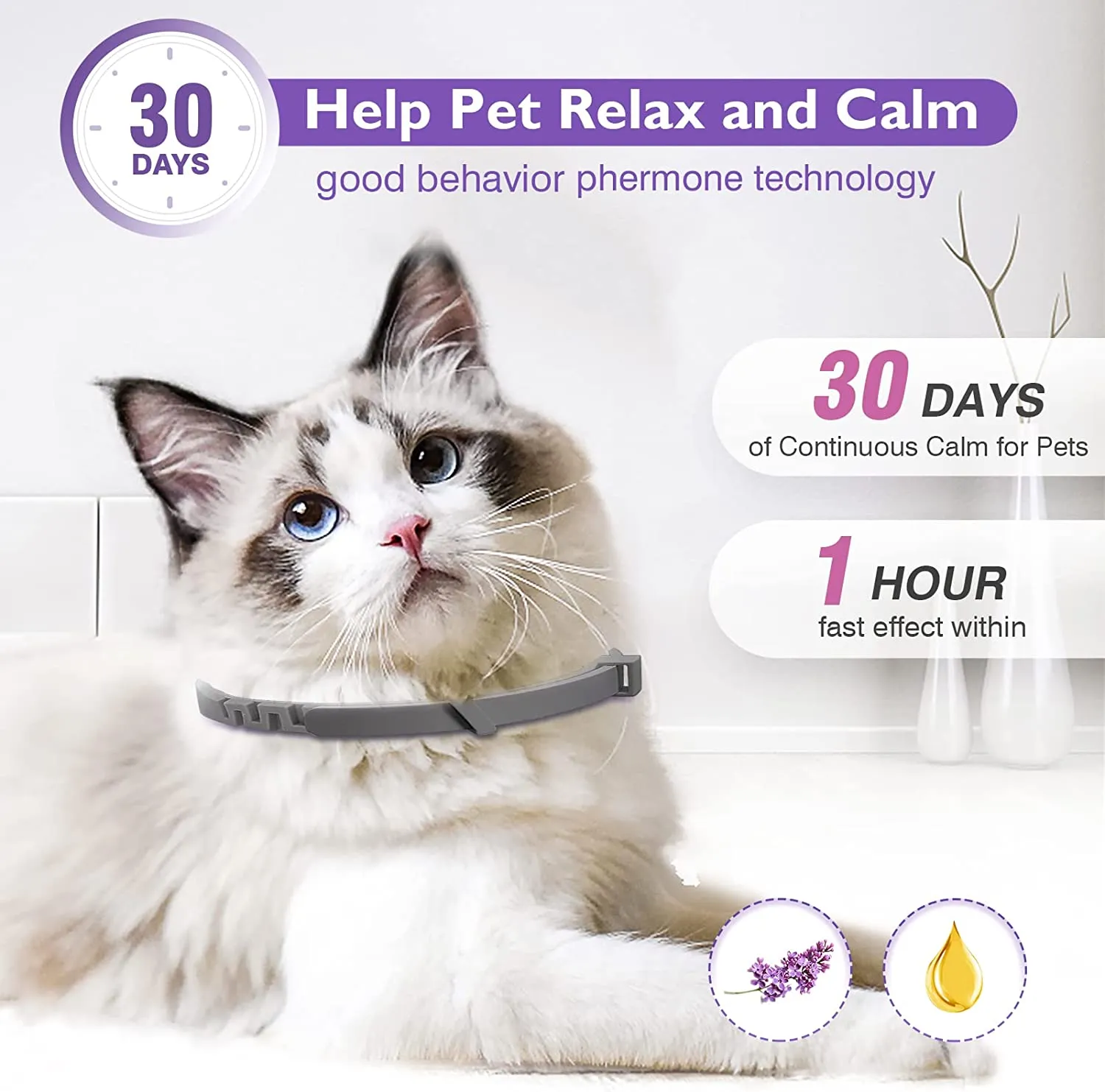 Cat Calming Collar - Behavior and Calming Collar for Cats 4pcs- 38cm