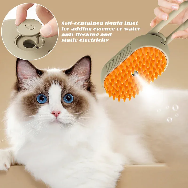 Cat Steam Brush Dog Hair Removal 3-in-1 Electric Spray Hair Brushes