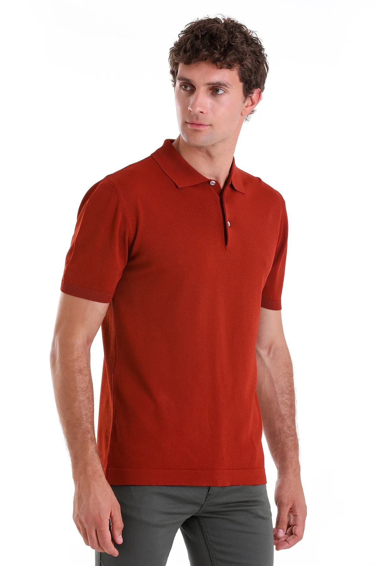 Comfort Fit Basic Burgundy Polo T-Shirt