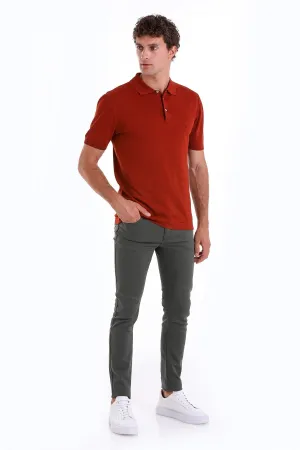 Comfort Fit Basic Burgundy Polo T-Shirt