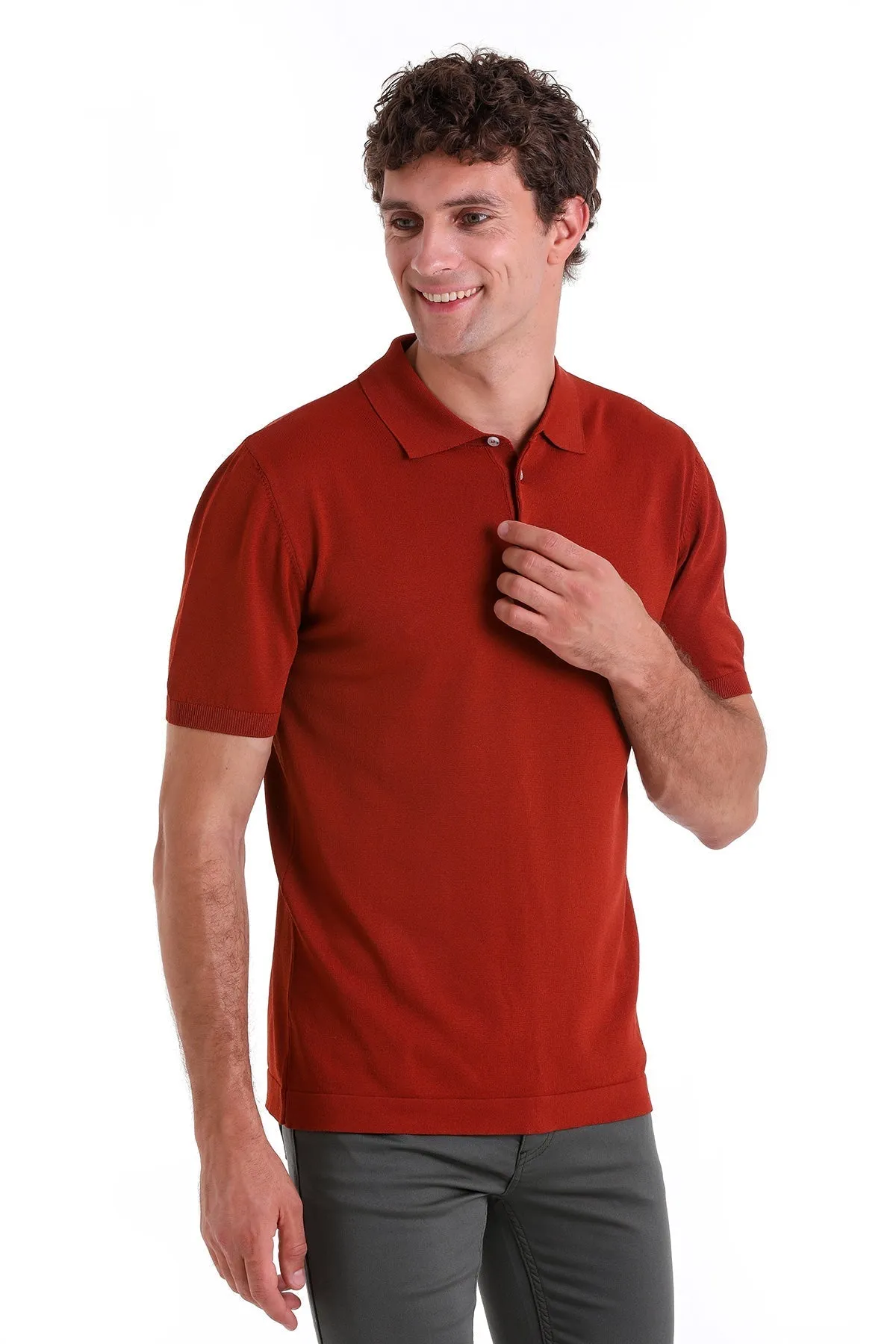 Comfort Fit Basic Burgundy Polo T-Shirt