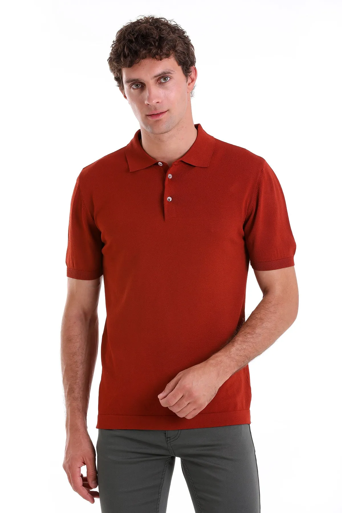 Comfort Fit Basic Burgundy Polo T-Shirt