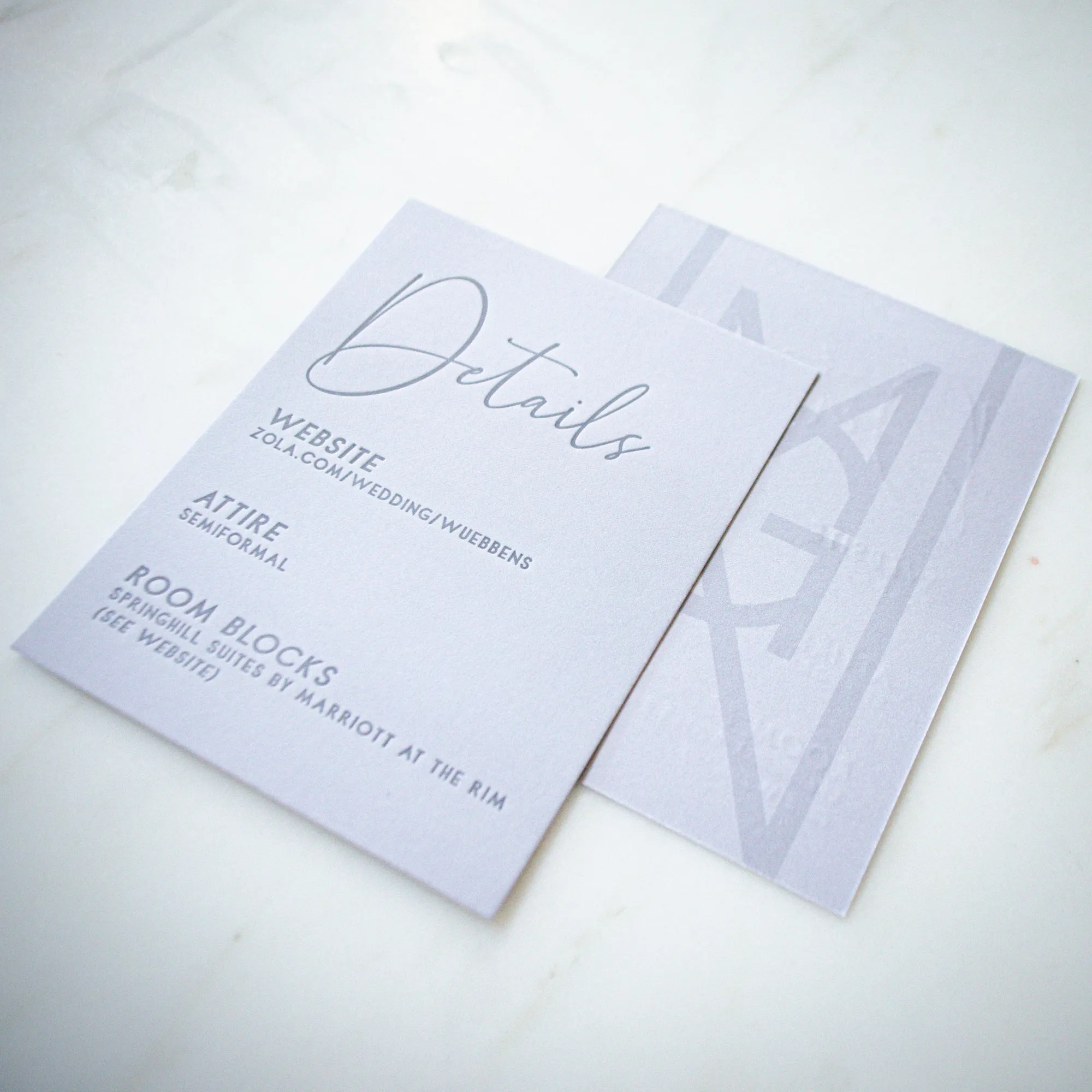 Contemporary Wedding Double Letterpress Invitations